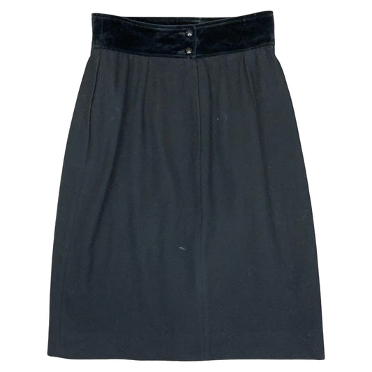 VTG 80s 90s 'Valentino' Miss V Italian Black Wool Smart Pencil Skirt Small UK 10
