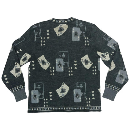 VTG 80s RARE 'Marisa Christina' Black Grey Playing Cards Novelty Jumper UK 10/12