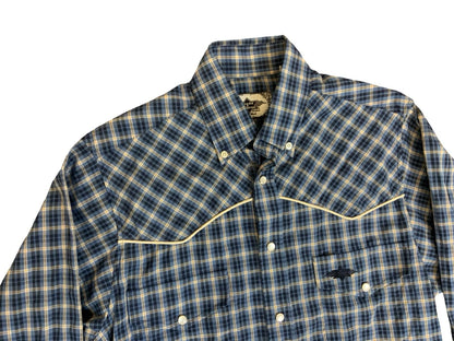 STARS AND STRIPES PIPED YOKE PLAID WESTERN SHIRT ROCKABILLY COUNTRY SMALL