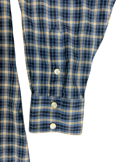STARS AND STRIPES PIPED YOKE PLAID WESTERN SHIRT ROCKABILLY COUNTRY SMALL