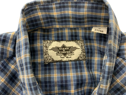 STARS AND STRIPES PIPED YOKE PLAID WESTERN SHIRT ROCKABILLY COUNTRY SMALL