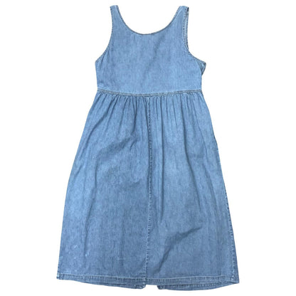 90s Y2K 'The Disney Store' Blue Winnie the Pooh Embroidered Denim Dress UK 10/12