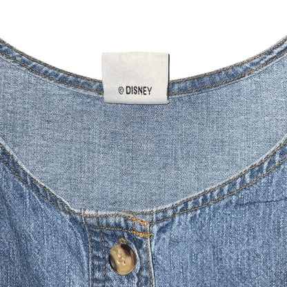 90s Y2K 'The Disney Store' Blue Winnie the Pooh Embroidered Denim Dress UK 10/12