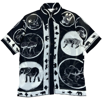 VTG 'Kana' Black White Graphic Animal Safari Jungle Casual Blouse Shirt UK 14/16