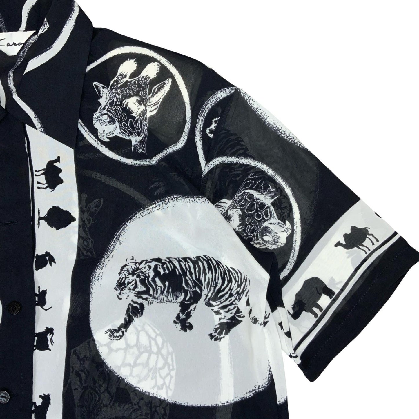 VTG 'Kana' Black White Graphic Animal Safari Jungle Casual Blouse Shirt UK 14/16