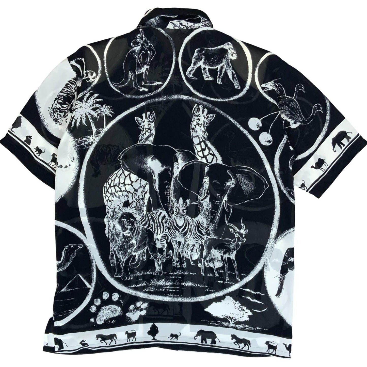 VTG 'Kana' Black White Graphic Animal Safari Jungle Casual Blouse Shirt UK 14/16