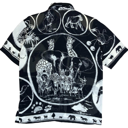 VTG 'Kana' Black White Graphic Animal Safari Jungle Casual Blouse Shirt UK 14/16