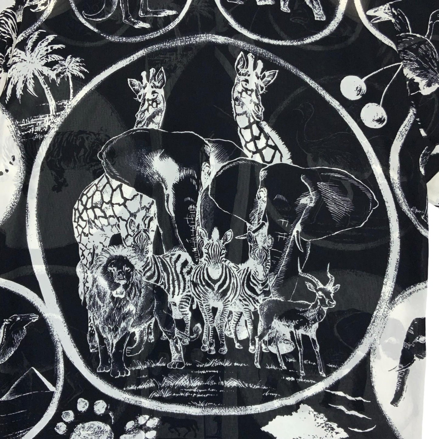 VTG 'Kana' Black White Graphic Animal Safari Jungle Casual Blouse Shirt UK 14/16