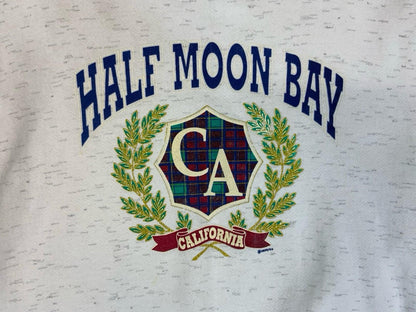 Vtg 90s USA Oneita Power Sweats Half Moon Bay California Print Sweatshirt L