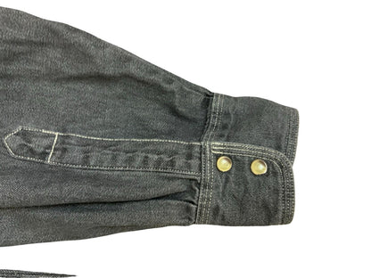 Vtg Wrangler Black Denim Pearl Snap Western Shirt Chimayo Native Embroidered XL