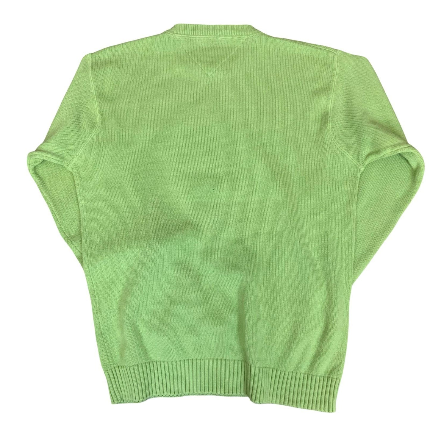 Vtg 90s 'Tommy Hilfiger' Lime Green Casual Cotton Knit Pullover Sweatshirt M