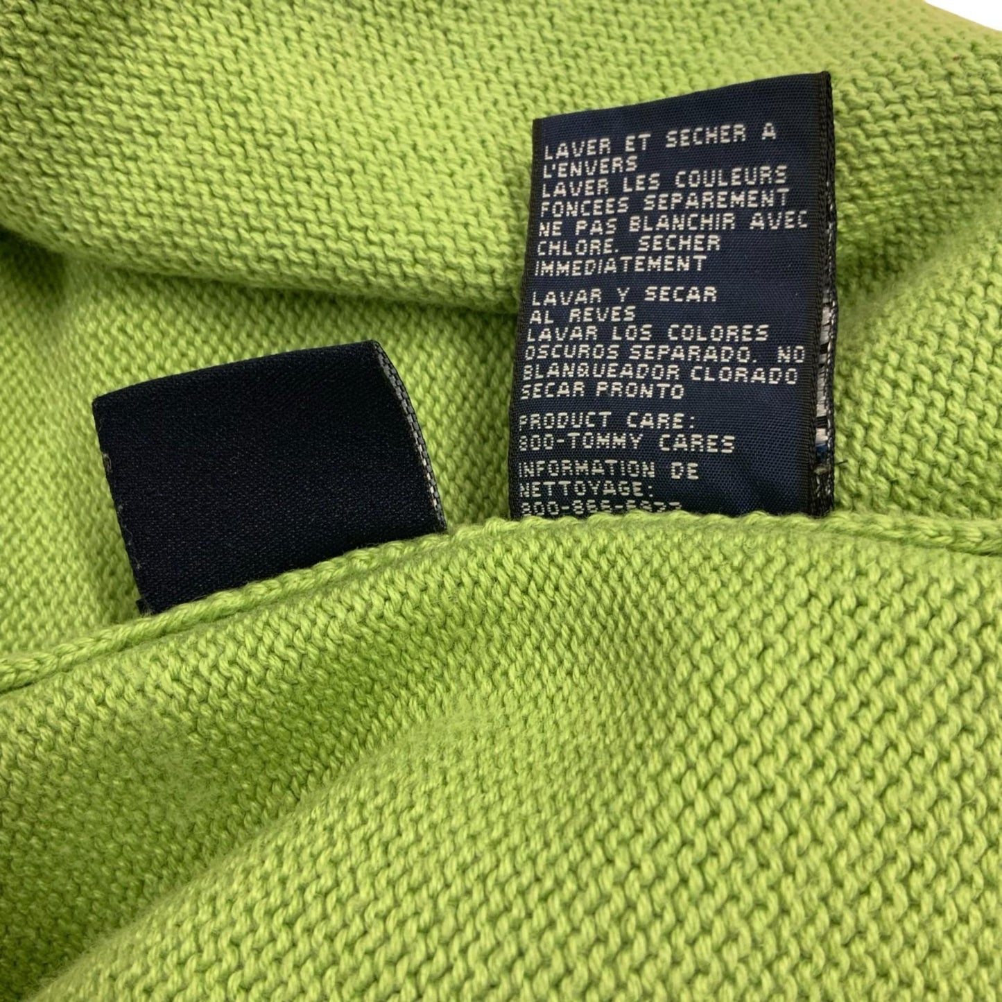 Vtg 90s 'Tommy Hilfiger' Lime Green Casual Cotton Knit Pullover Sweatshirt M