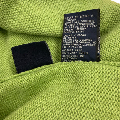 Vtg 90s 'Tommy Hilfiger' Lime Green Casual Cotton Knit Pullover Sweatshirt M