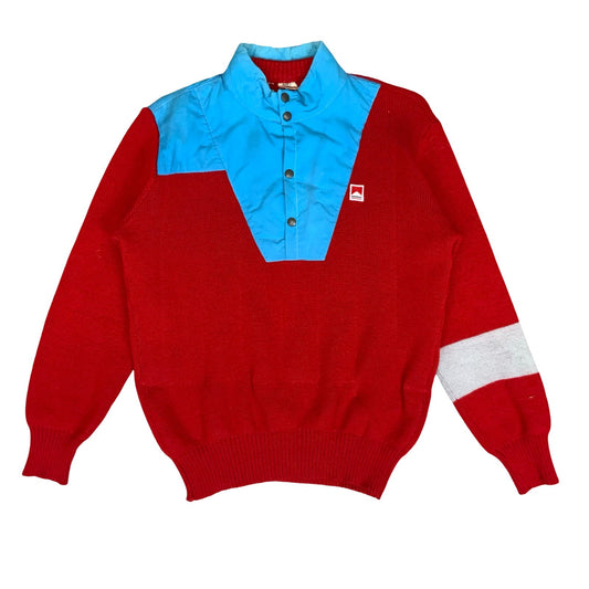 70s/80s 'Marlboro' Leisurewear Red Blue Casual Wool Pullover Sweatshirt M/L