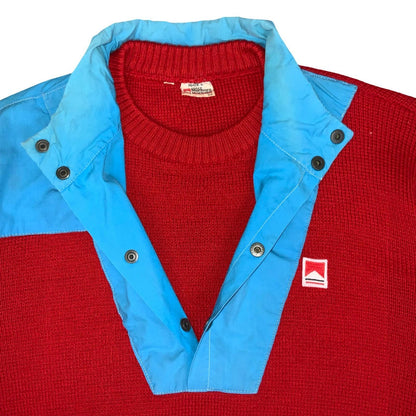 70s/80s 'Marlboro' Leisurewear Red Blue Casual Wool Pullover Sweatshirt M/L