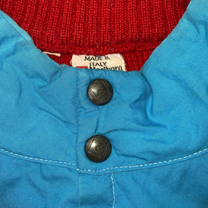 70s/80s 'Marlboro' Leisurewear Red Blue Casual Wool Pullover Sweatshirt M/L