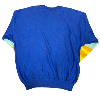 Vtg 'KENZO' Blue Yellow Cacti Desert Graphic Novelty Knitted Sweater Jumper 2XL