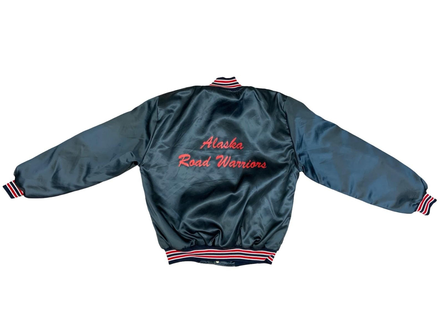 Vtg USA Navy Westmark Alaska Road Warriors Lona Nylon Varsity Coach Jacket L