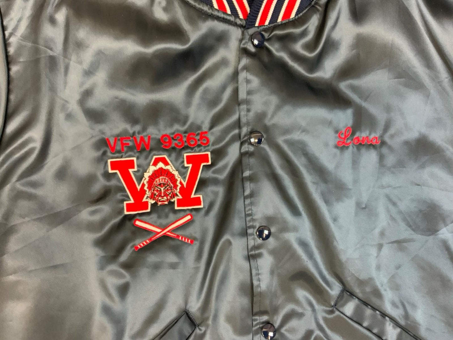 Vtg USA Navy Westmark Alaska Road Warriors Lona Nylon Varsity Coach Jacket L