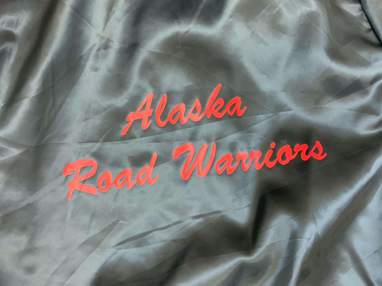 Vtg USA Navy Westmark Alaska Road Warriors Lona Nylon Varsity Coach Jacket L