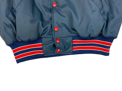 Vtg USA Navy Holloway Norcal Safeway Trucker Embroidered Nylon Varsity Jacket L