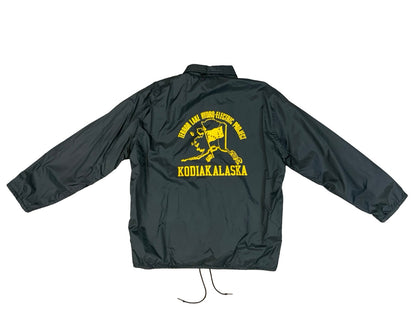 Vtg 70s Black USA Pla-Jac Kodiac Alaska Hydro Electric Project Nylon Jacket XL