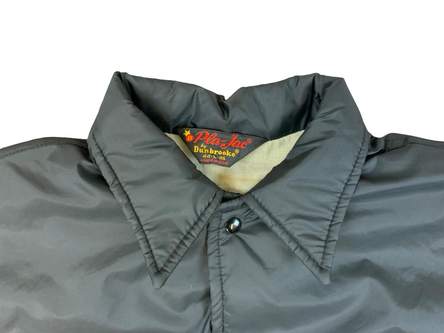 Vtg 70s Black USA Pla-Jac Kodiac Alaska Hydro Electric Project Nylon Jacket XL