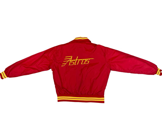 Vtg USA Red West Wind Red & Yellow Houston Texas Astros Nylon Varsity Jacket XL
