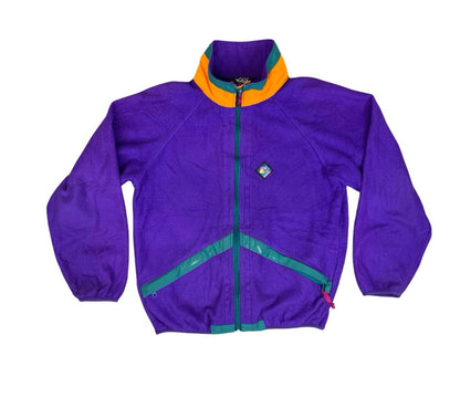 Vintage 90s Purple Green Orange Woolrich Sigmet Gear Zip-Up Fleece Jacket Small