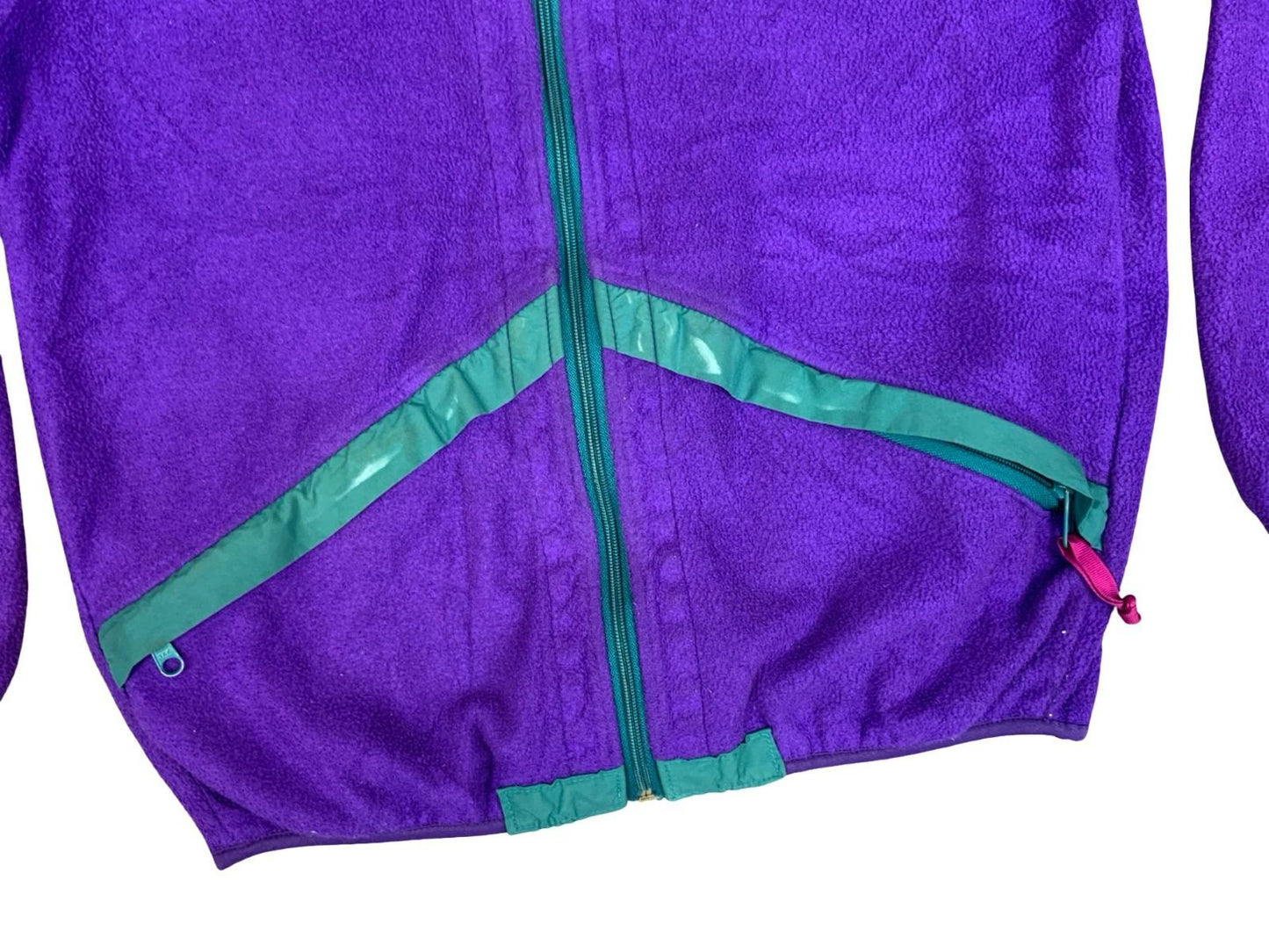 Vintage 90s Purple Green Orange Woolrich Sigmet Gear Zip-Up Fleece Jacket Small