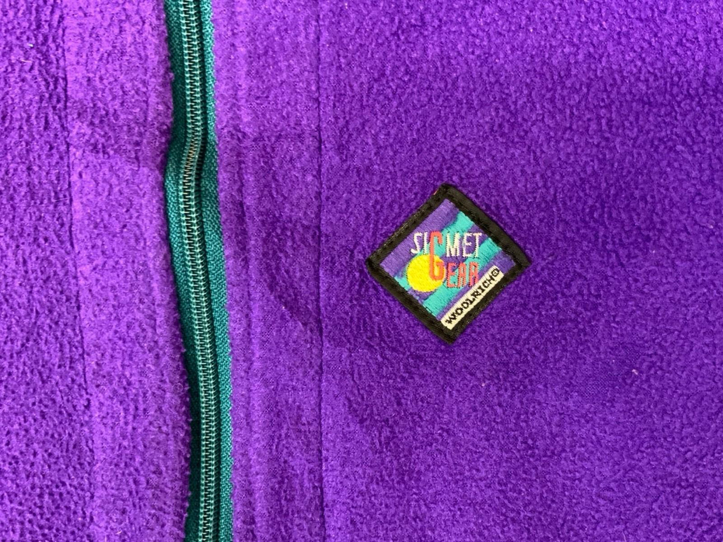 Vintage 90s Purple Green Orange Woolrich Sigmet Gear Zip-Up Fleece Jacket Small