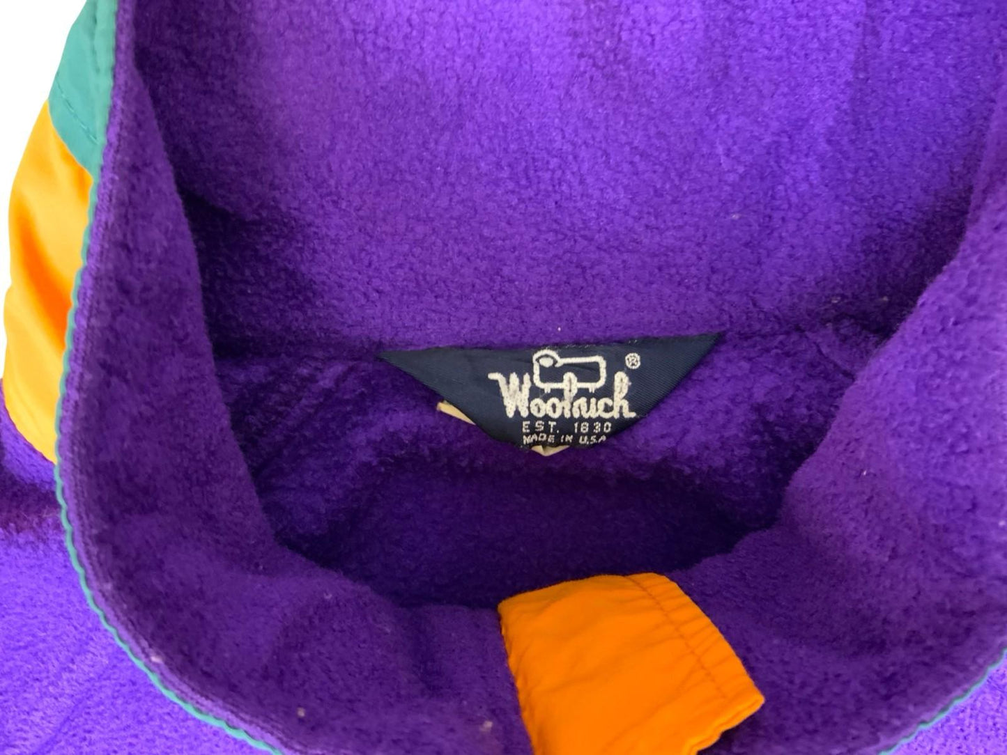 Vintage 90s Purple Green Orange Woolrich Sigmet Gear Zip-Up Fleece Jacket Small