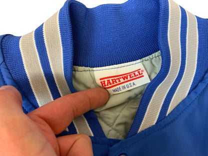 Vtg USA Royal Blue Hartwell Kingpin 600 Bowling Club Kim Nylon Varsity Jacket XL