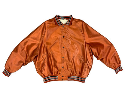 Vtg USA Orange Aristo-Jac Western Horseman Magazine Nylon Varsity Jacket XXL