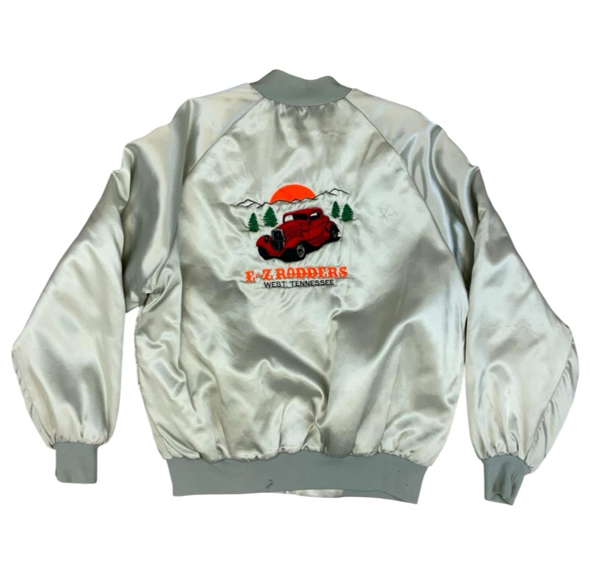 Vtg USA EZ Rodders Tennessee Hot Rod 34 Ford Embroidered Nylon Varsity Jacket L