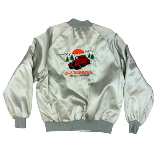 Vtg USA EZ Rodders Tennessee Hot Rod 34 Ford Embroidered Nylon Varsity Jacket L