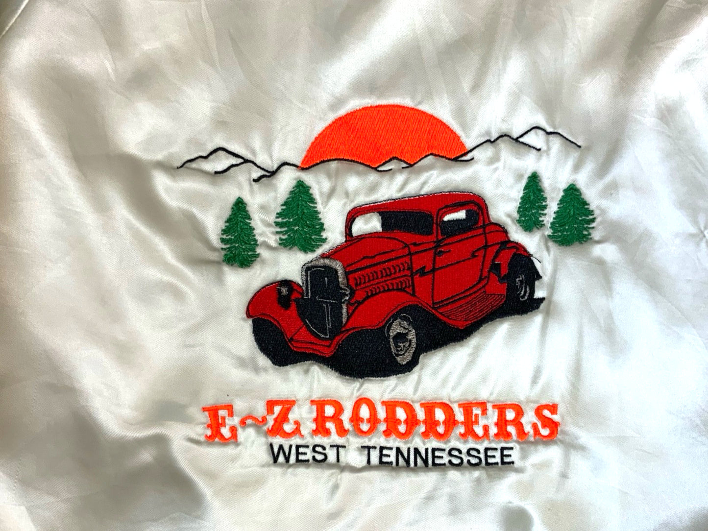 Vtg USA EZ Rodders Tennessee Hot Rod 34 Ford Embroidered Nylon Varsity Jacket L