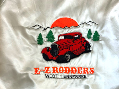 Vtg USA EZ Rodders Tennessee Hot Rod 34 Ford Embroidered Nylon Varsity Jacket L