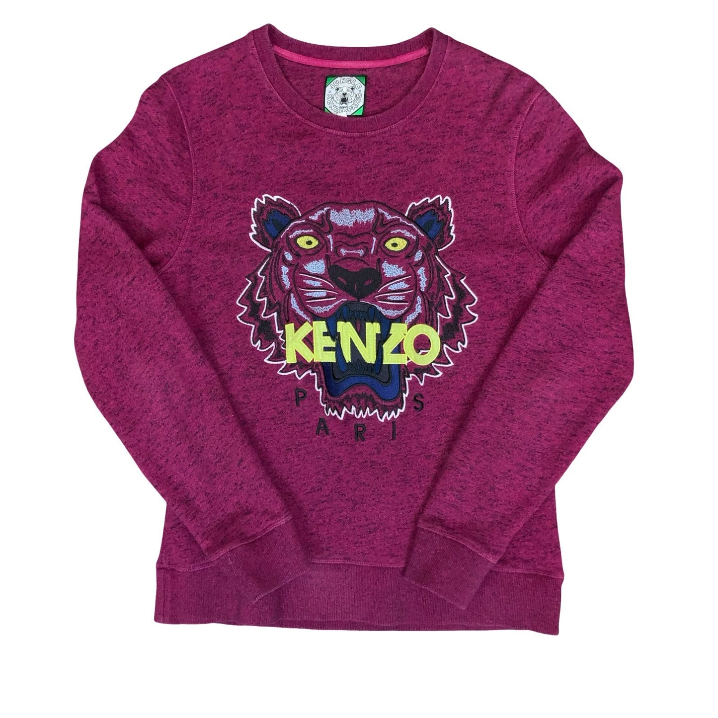 VTG ' Jungle Kenzo' Pink Embroidered Tiger Pull-Over Sweatshirt Jumper M L