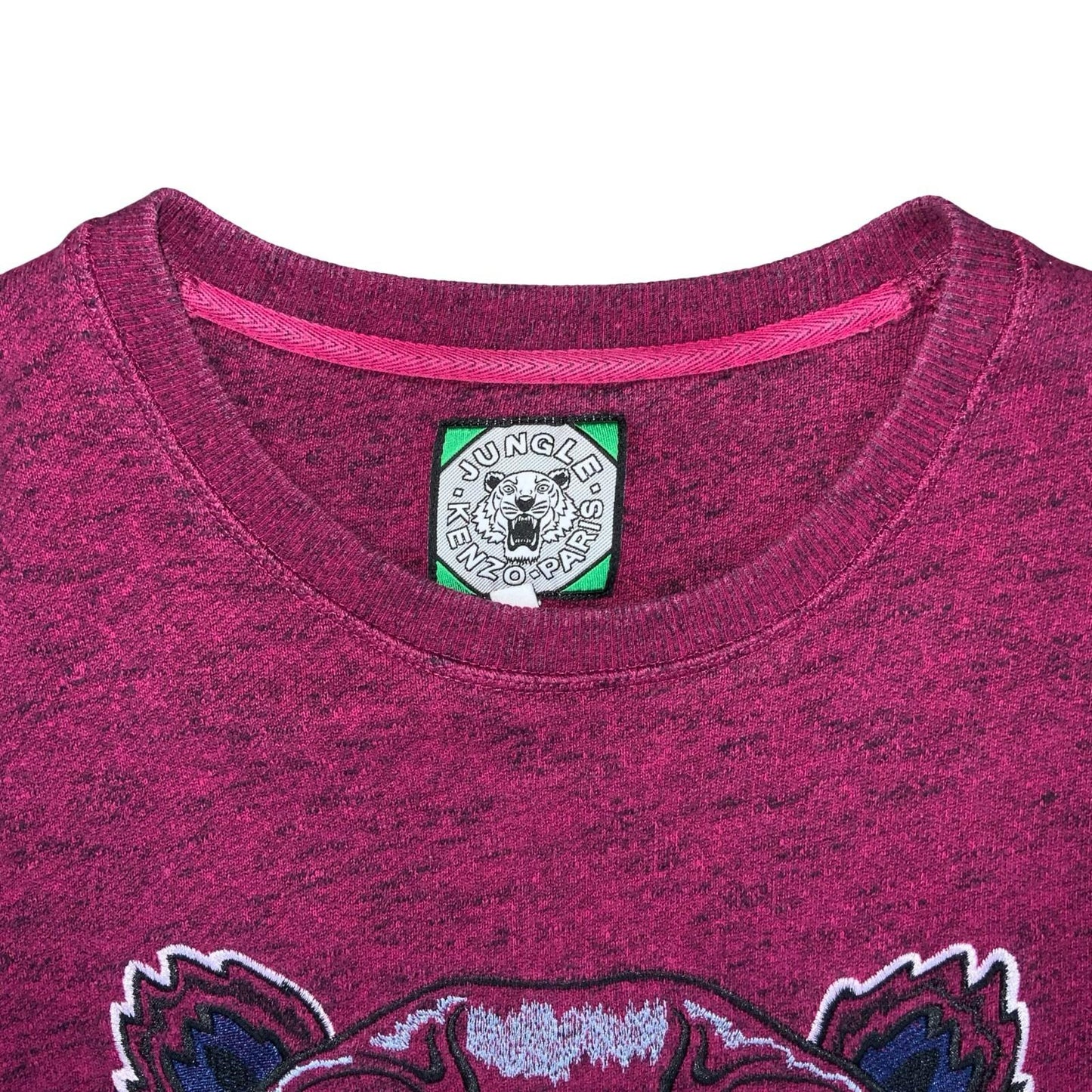 VTG ' Jungle Kenzo' Pink Embroidered Tiger Pull-Over Sweatshirt Jumper M L