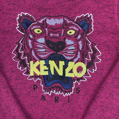 VTG ' Jungle Kenzo' Pink Embroidered Tiger Pull-Over Sweatshirt Jumper M L