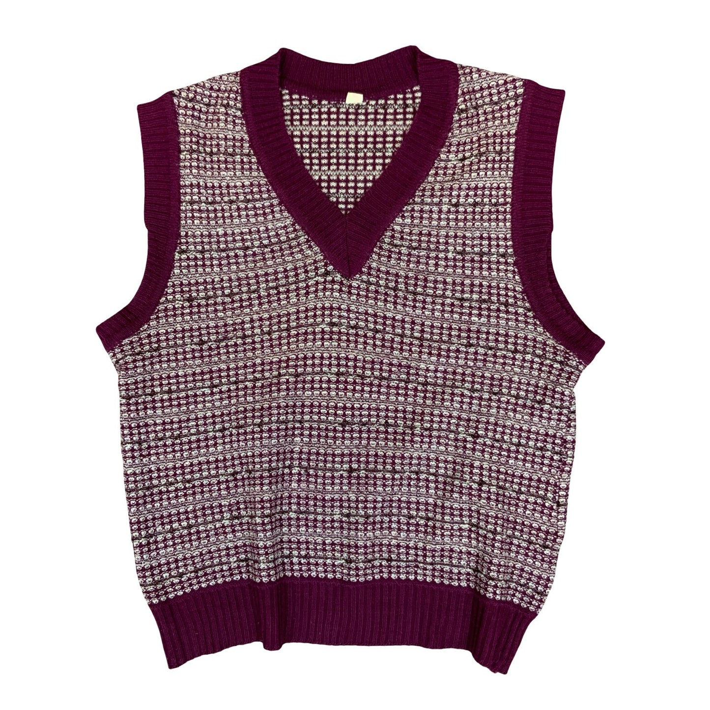 Vtg Red White Casual Pullover V-Neck Sleeveless Knit Sweater Vest S UK 10