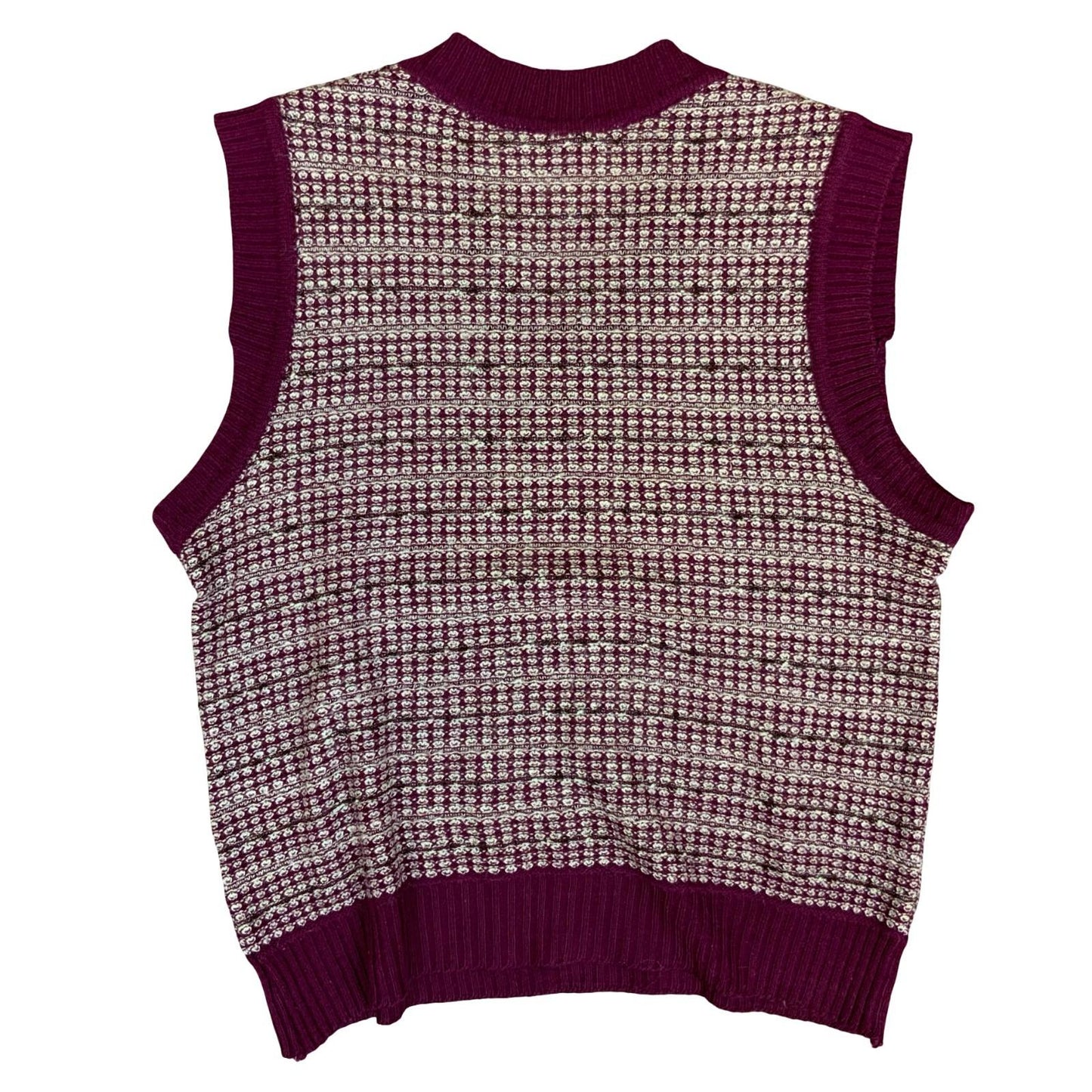 Vtg Red White Casual Pullover V-Neck Sleeveless Knit Sweater Vest S UK 10