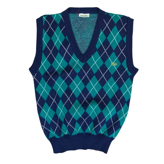 Vtg 80s 90s 'Chemise Lacoste' Blue Green Argyle Casual Golf Sweater Vest M 10/12