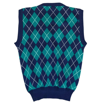 Vtg 80s 90s 'Chemise Lacoste' Blue Green Argyle Casual Golf Sweater Vest M 10/12