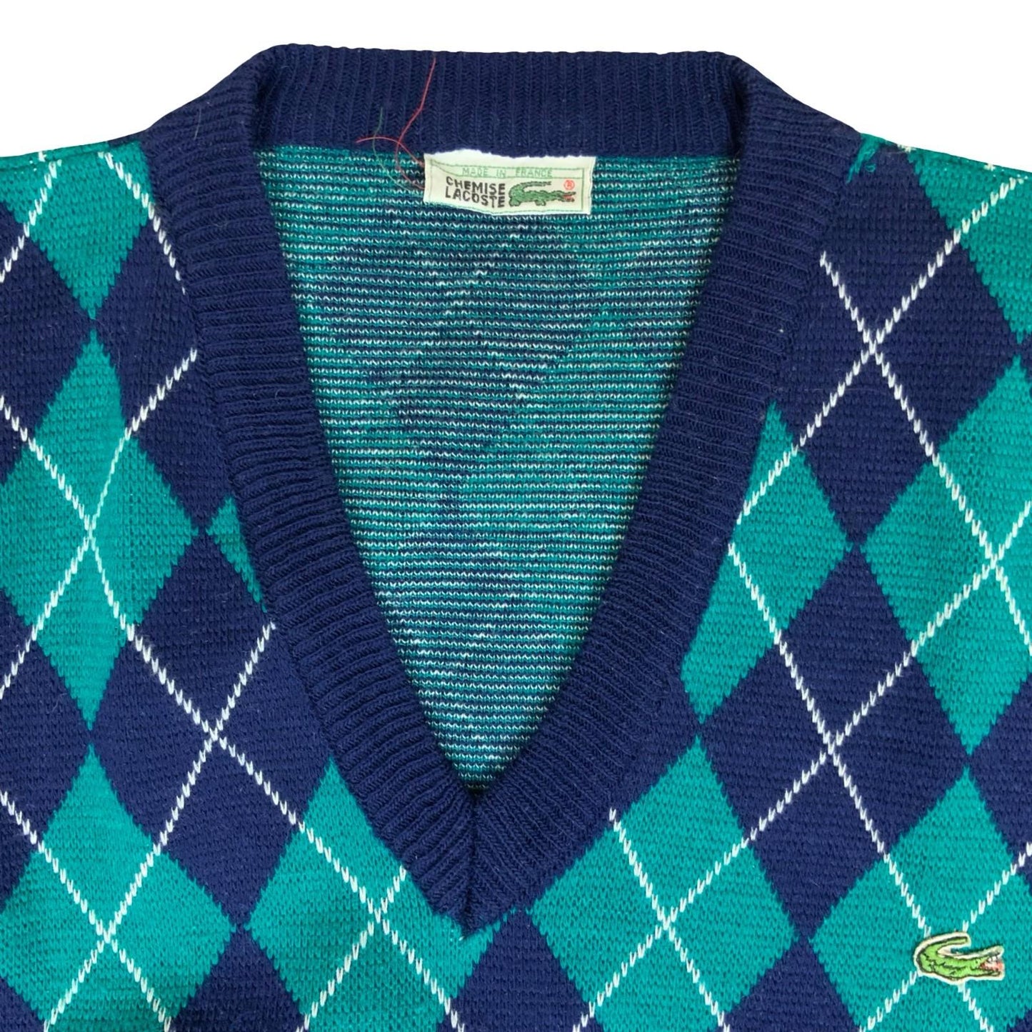 Vtg 80s 90s 'Chemise Lacoste' Blue Green Argyle Casual Golf Sweater Vest M 10/12