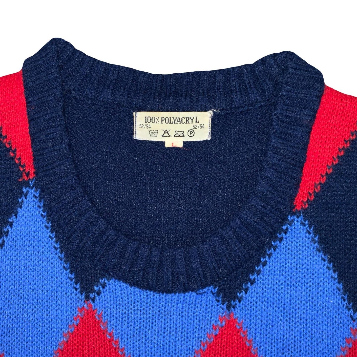 Vtg 90s Red Black Blue Argyle Geometric Golf-Style Pullover Sweater Vest M UK 12