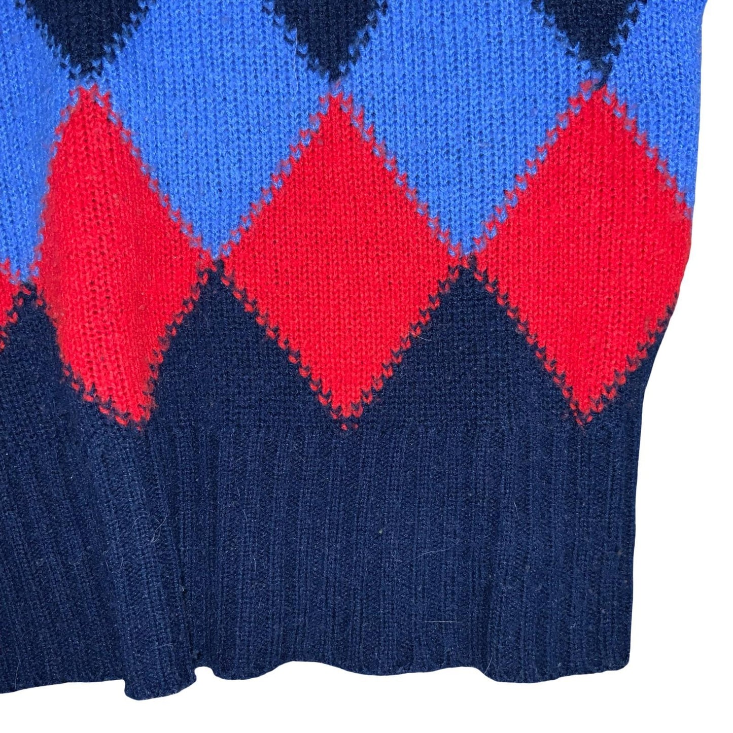 Vtg 90s Red Black Blue Argyle Geometric Golf-Style Pullover Sweater Vest M UK 12