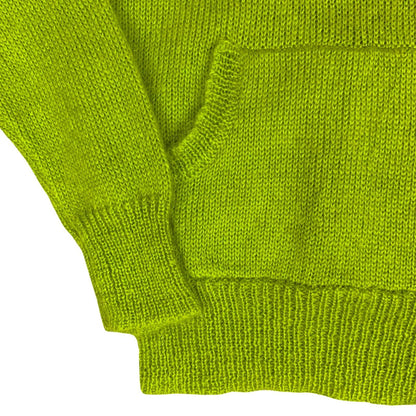 Vtg 90s Y2K Lime Green 'Old Skool' Rave Back-Logo Hoodie S UK 10/12