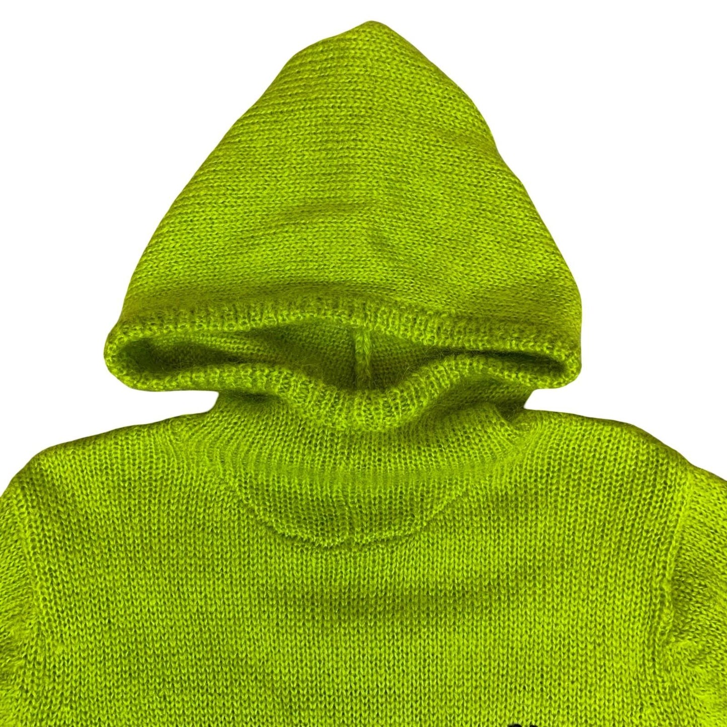 Vtg 90s Y2K Lime Green 'Old Skool' Rave Back-Logo Hoodie S UK 10/12